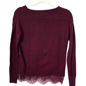 Banana Republic‎ Burgundy Wool Blend Sweater XS | Lace Hem Pullover Knitwear